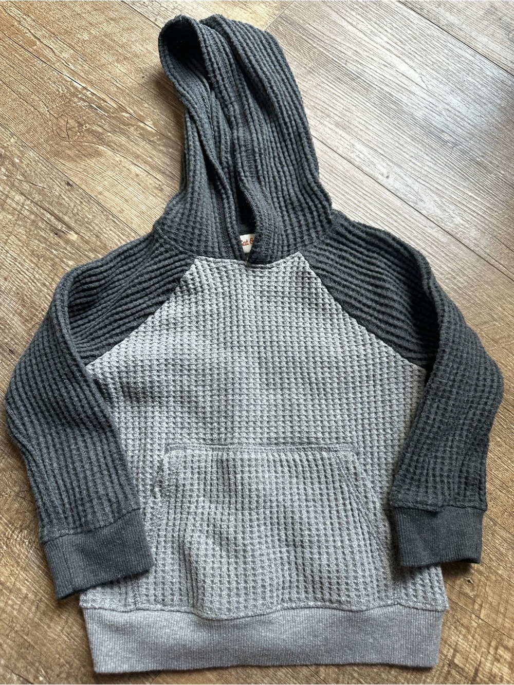 Men's Two-Tone Grey Hooded Knit Sweater